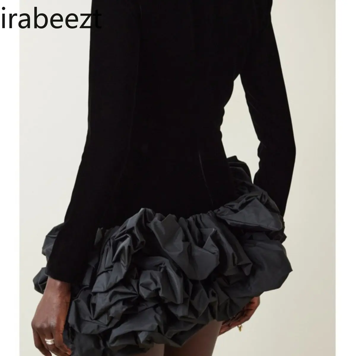 Velvet Patchwork Layered Flanged Irregular Slim Mini Skirt Feminine Slimming Dress Short Vestidos De Fiesta Summer Dress Women
