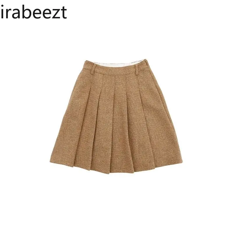 Wool A-line Pleated Skirt for Fall/Winter 2024 New Preppy All-in-one Slimming Short Falda Vaquera Talla Grande Kawaii Skirt