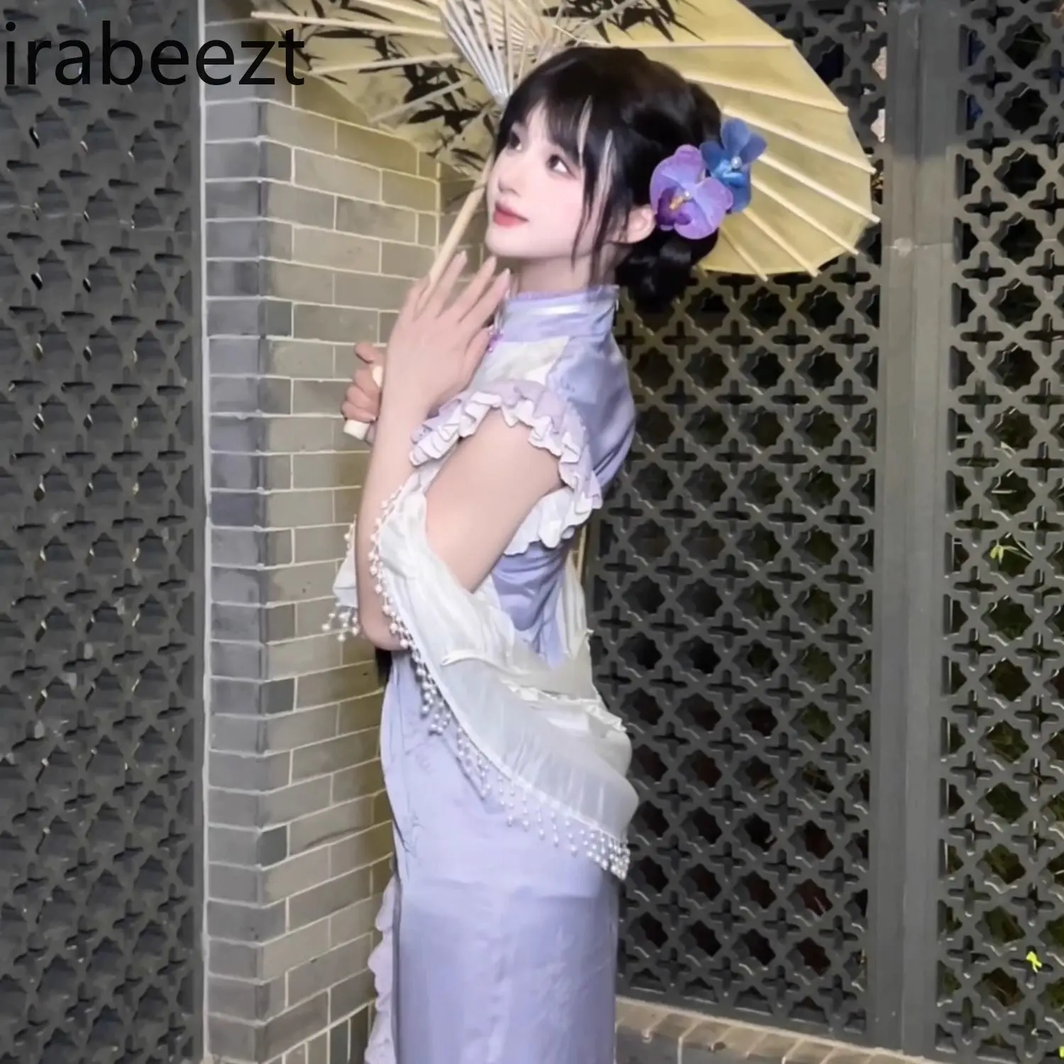 Chinese Style Lolita Dress Qipao Cheongsam Vintage Floral Embroidery Elegant Women Long Dress with Cape Modest Fashion 2025 New