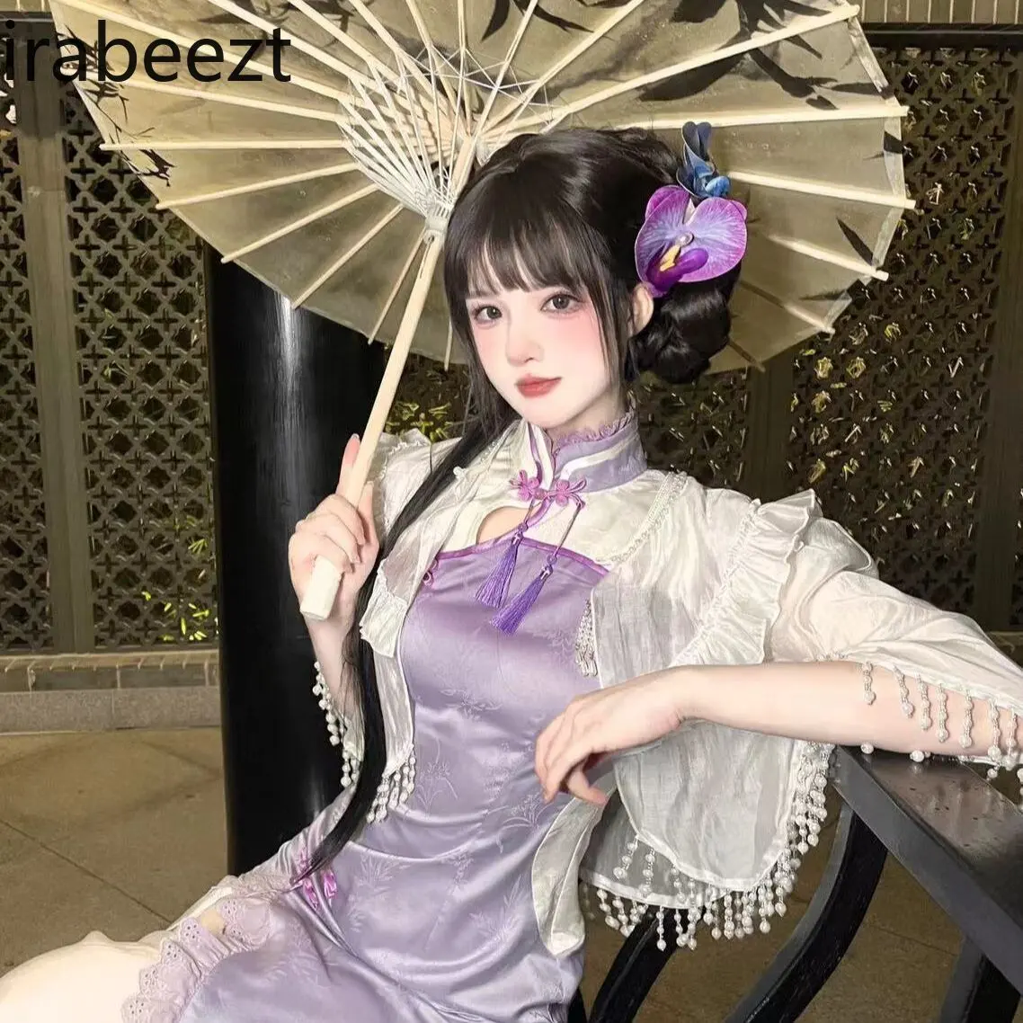 Chinese Style Lolita Dress Qipao Cheongsam Vintage Floral Embroidery Elegant Women Long Dress with Cape Modest Fashion 2025 New