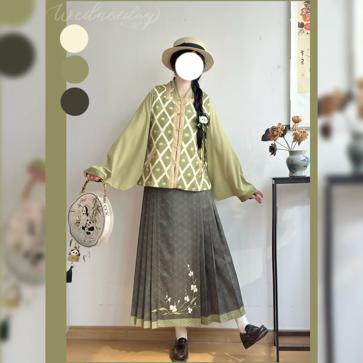 Ming System of Square Collar Than Jia Ming System of Thick Cashmere Hanfu Female Horse Skirt Autumn and Winter Tang Suit