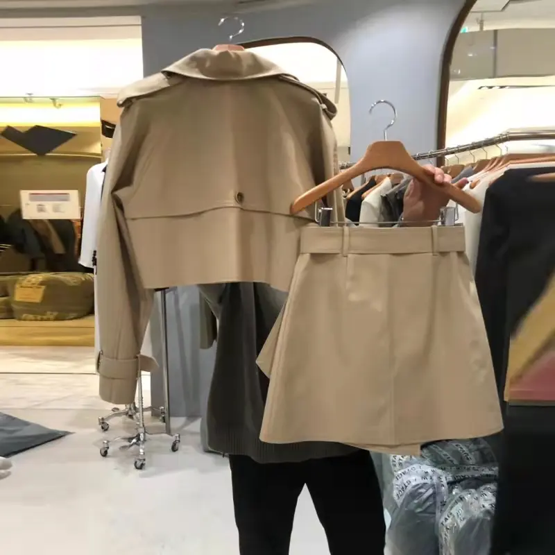 2025 Spring New Fashion Short Long Sleeve Coat Short Skirt Two-piece Women Regular Fit Autumn 2 Piece Blazer and Skirt