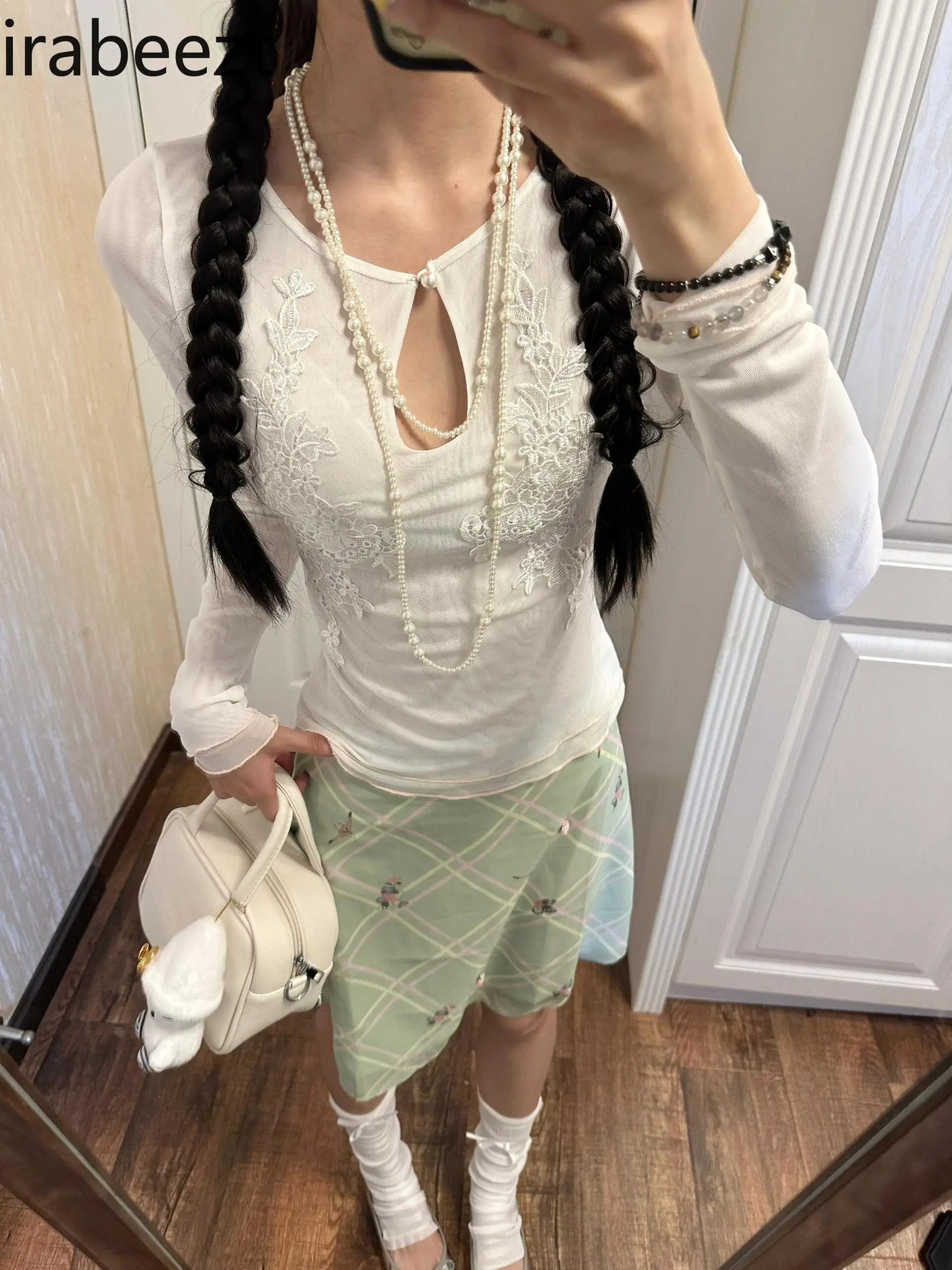 Romantic French Mint Mambo Plaid A-line New Summer Skirt Retro Hot Girl Regulai Fit Y2k Clothes Faldas Mujer Moda 2025