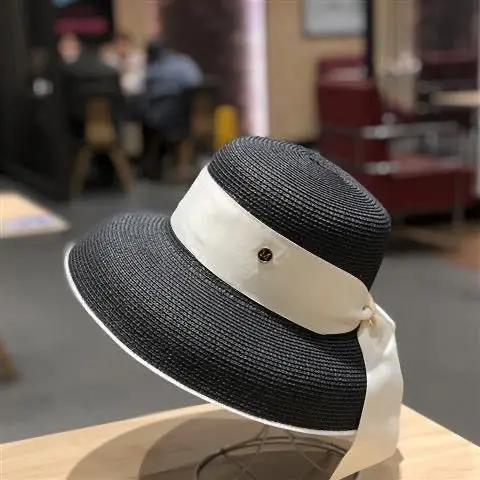 Hepburn Brim Hat Beach Straw Hat Women's Vacation Beach Visor Widened Ocean Look Mainland China Beach Hats Women