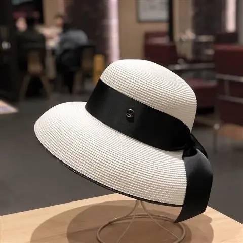 Hepburn Brim Hat Beach Straw Hat Women's Vacation Beach Visor Widened Ocean Look Mainland China Beach Hats Women