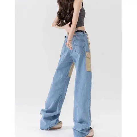 Fashion New Wide-leg Jeans Women 2024 Summer Thin Wide Leg Pants Women  Baggy Hosen  Wkwkp00180 Cargo Jeans Cargo Pants Women