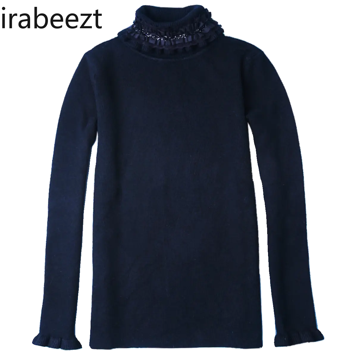 Black Lolita base sweater tops elastic slim-fit lotus sleeve blouse Autumn and winter warm knitwear original pullover