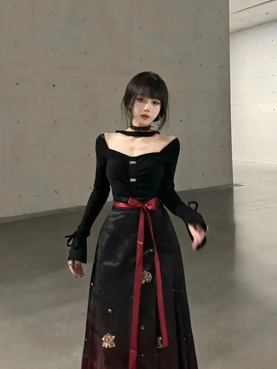 Ancient Chinese Style New Improved Hanfu Shoulder Coat Horse Skirt Two Sets of Women Early Spring Daily Wear Tang Suit