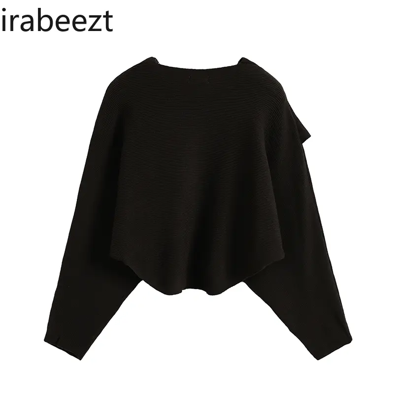French Vintage POLO Collar Long-sleeved Shirt Set for Women Spring Design Sense of Irregular Knit Smock Two-piece Set for Women