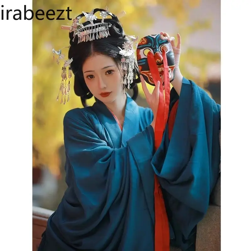 New Restoration of Straight Han Dynasty Clothing Warring States Trail Daily Collar Ancient Clothing Fashion Chinese Hanfu