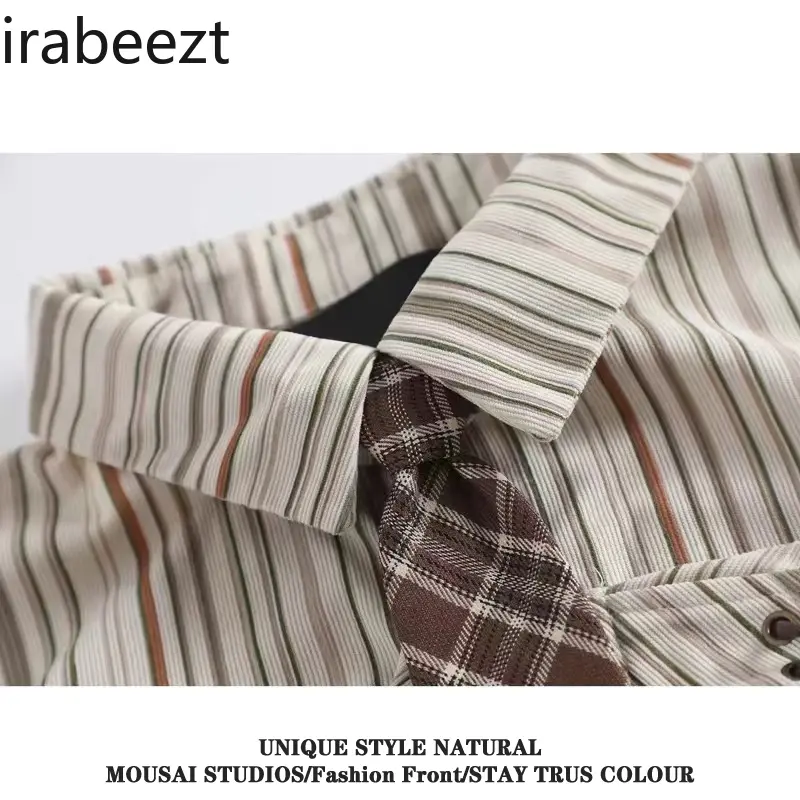 American Vintage Button Design Sense Niche Long Sleeve Striped Shirt Women's Early Autumn Casual Tops Mujer Blouses