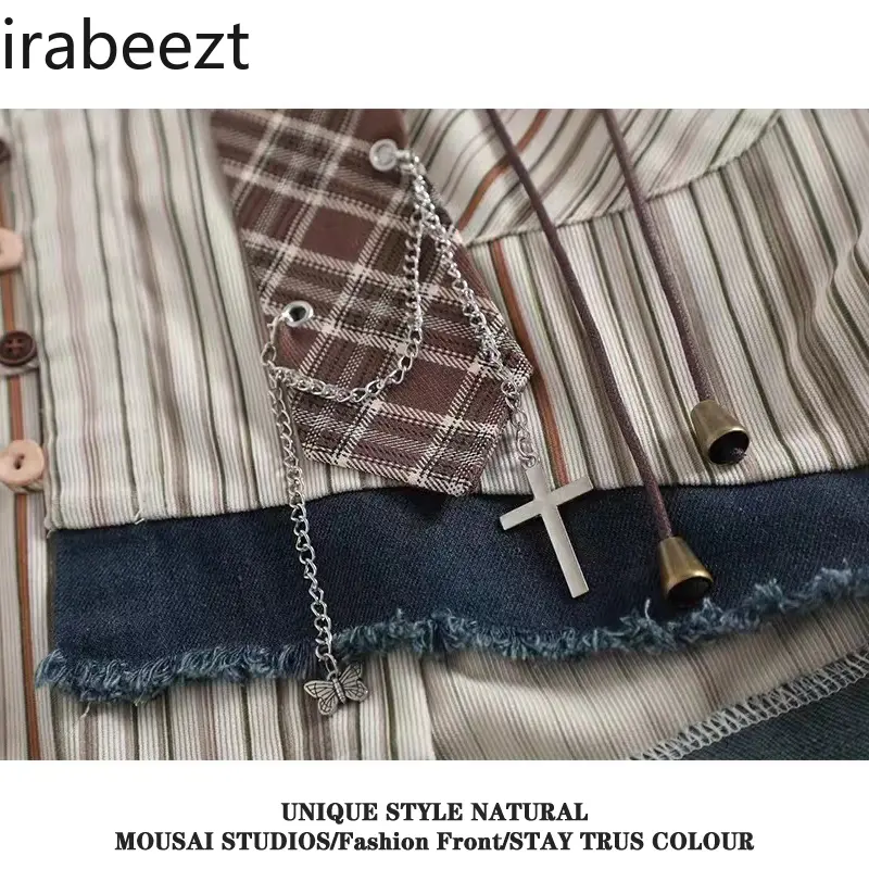 American Vintage Button Design Sense Niche Long Sleeve Striped Shirt Women's Early Autumn Casual Tops Mujer Blouses