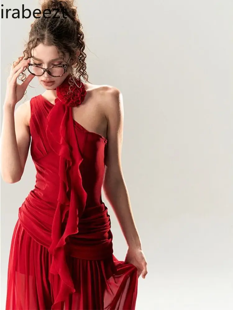 Spring and Summer High-waisted Sleeveless Dress Women Greek Style Pendant Sexy Clothing Look Thin Vestidos De Tricô Femenino