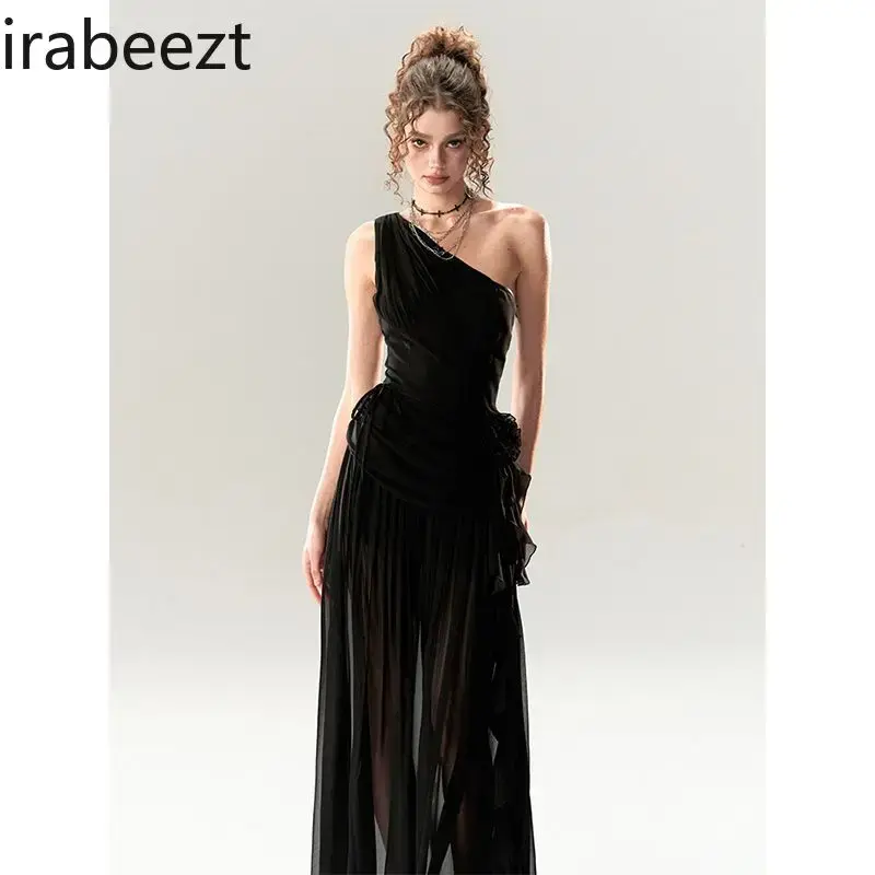 Spring and Summer High-waisted Sleeveless Dress Women Greek Style Pendant Sexy Clothing Look Thin Vestidos De Tricô Femenino