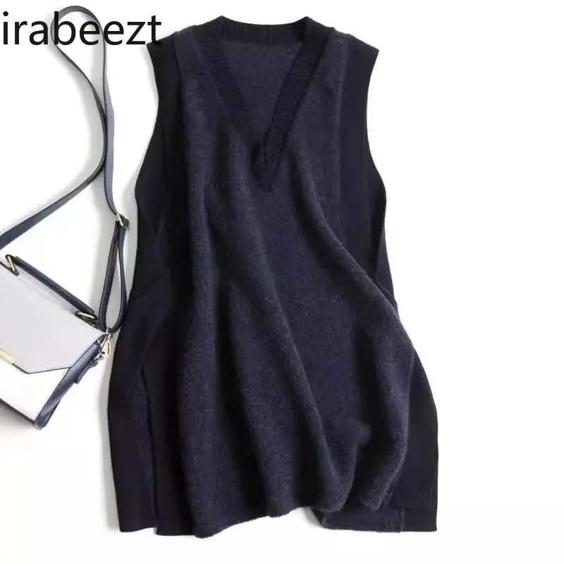 Cardigan Sin Mangas Mujer Korean Fashion Popular Design Sense Loose Silhouette Wool Knitted Waistcoat Vest Woman