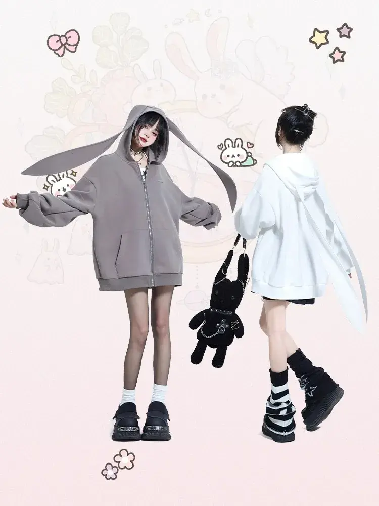 Irabeezt Autumn Women's Hoodies Solid Hooded Long Sleeve Causal Cardigans High Street Cotton Autumn Sweatshirt Chic Zipper Top
