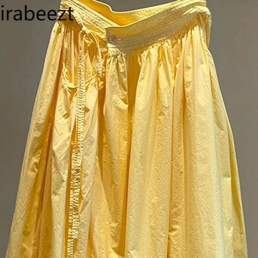This Year's Most Popular Pear-shaped Figure A-line Skirt French Temperament High-waisted Yellow Skirt Women's Summer Wear