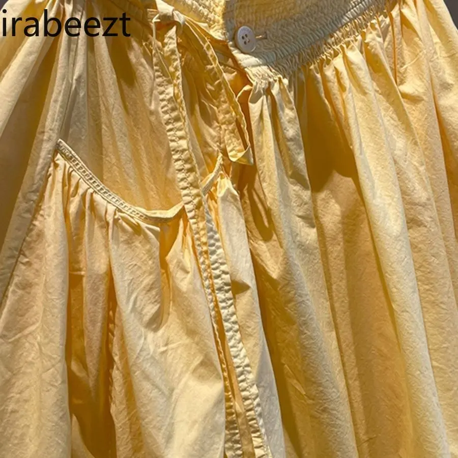 This Year's Most Popular Pear-shaped Figure A-line Skirt French Temperament High-waisted Yellow Skirt Women's Summer Wear