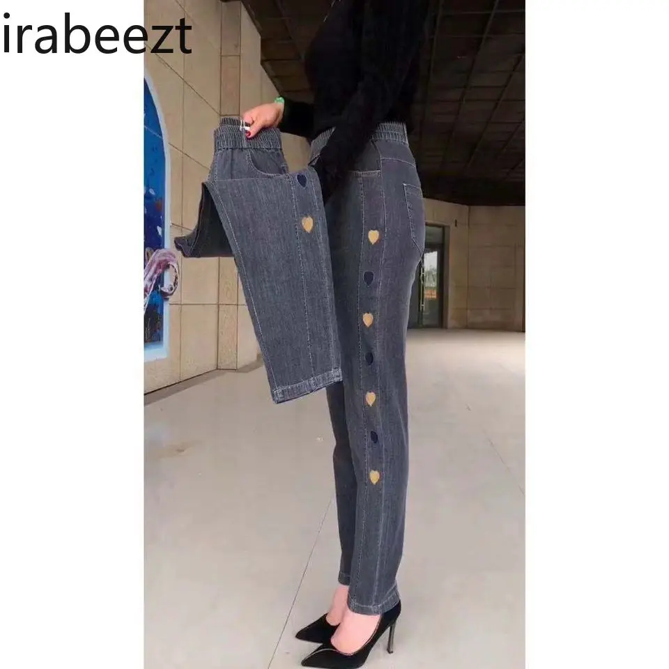 Grey Plus Size Harlan Pants Women 2025 Spring/summer New Color High Waist Mainland China Streetwear Low Rise Jeans
