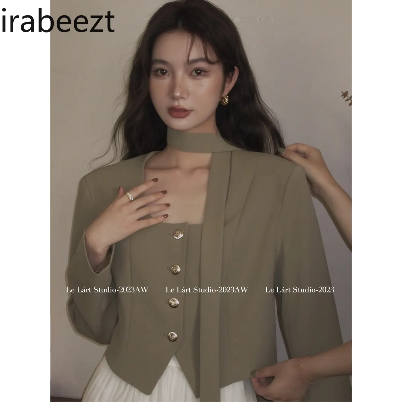 2025 Early Spring New Korean Style Design Strap Irregular Button Shirt French Temperament Short Suit Jacket Chaqueta Mujer