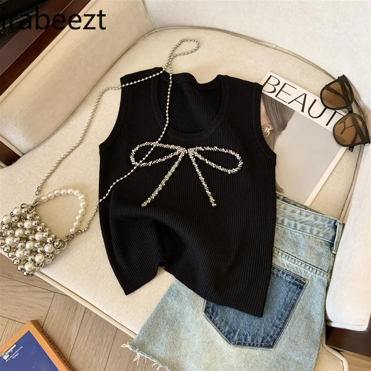 Women's Diamond-studded Camisole Vest 2025 New Style Fashion Summer Elegant Style Butterfly Chic Tops Beautiful