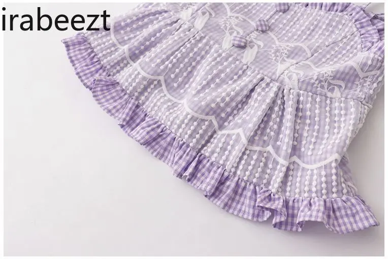 Summer Sweet Lively Girl Ruffle Lace Plaid Small Halter Waistcoat Women Embroidered Three-button Blouse Tank Top