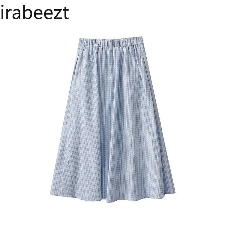 Autumn New Korean Style College Style High Waist Thin Single-breasted Plaid A-line Skirt Regulai Fit Falda Sexy Mujer