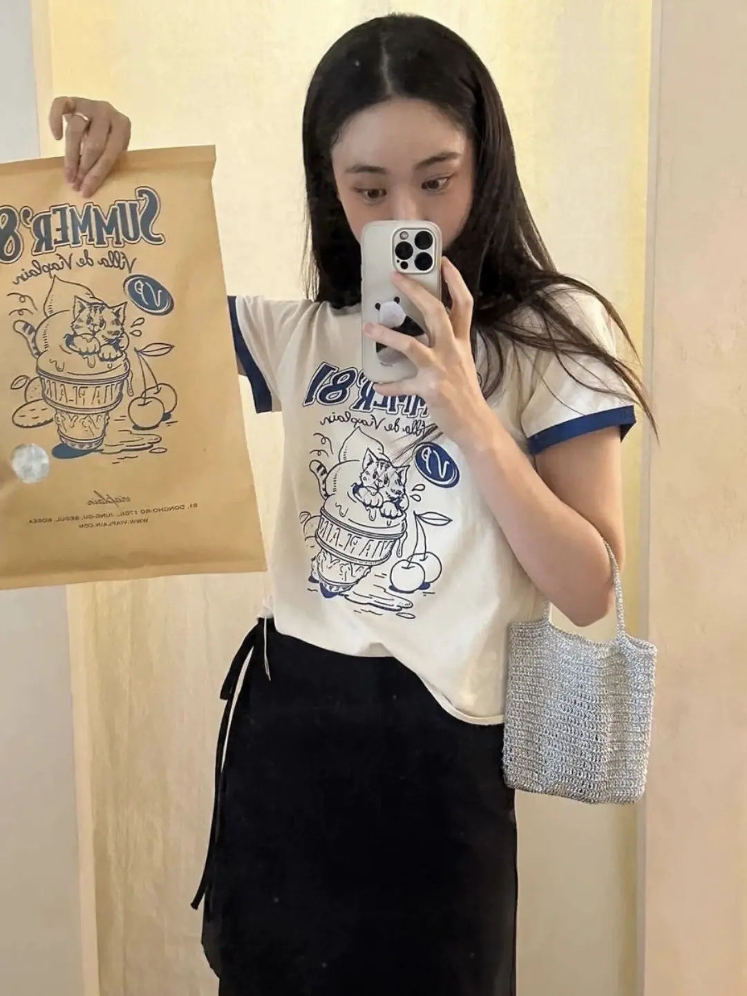 Korean Version of Small Cute Kitten Print Casual Slimming Short Sleeve T-shirt Fashion High Stretch Crop Top Women Gothic