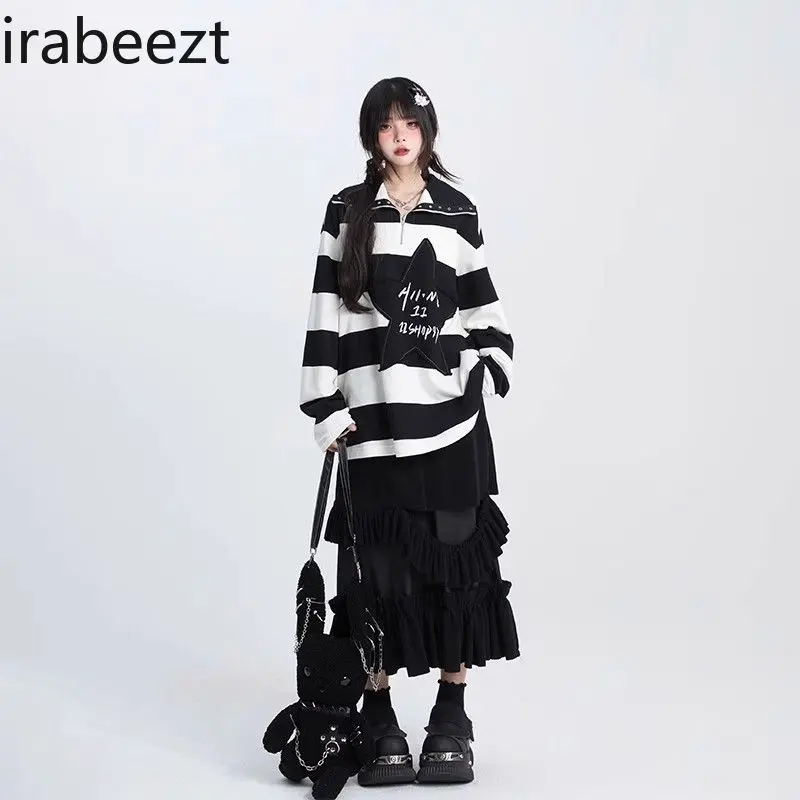 Corduroy Skirt Women Mid-length A-line Skirts Tierred Patchworked Asymmetrical Ruffles Slim Body Robe Faldas Escocesas De Mujer
