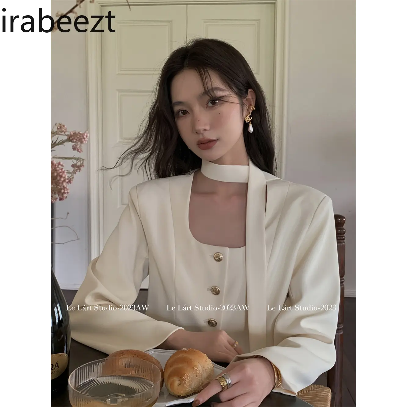 2025 Early Spring New Korean Style Design Strap Irregular Button Shirt French Temperament Short Suit Jacket Chaqueta Mujer