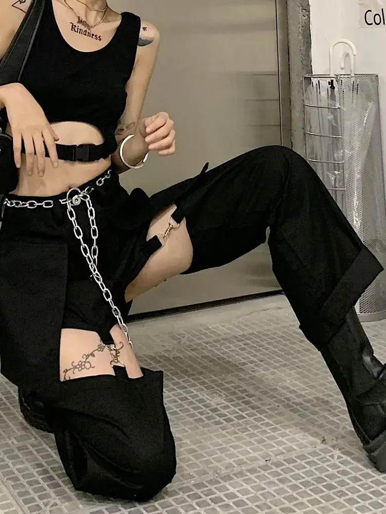 Irabeezt High Waiste Jean Women Fashion Chain Design Trousers Female Loose Straight Pants 2025 Spring New Detachable Short Trend