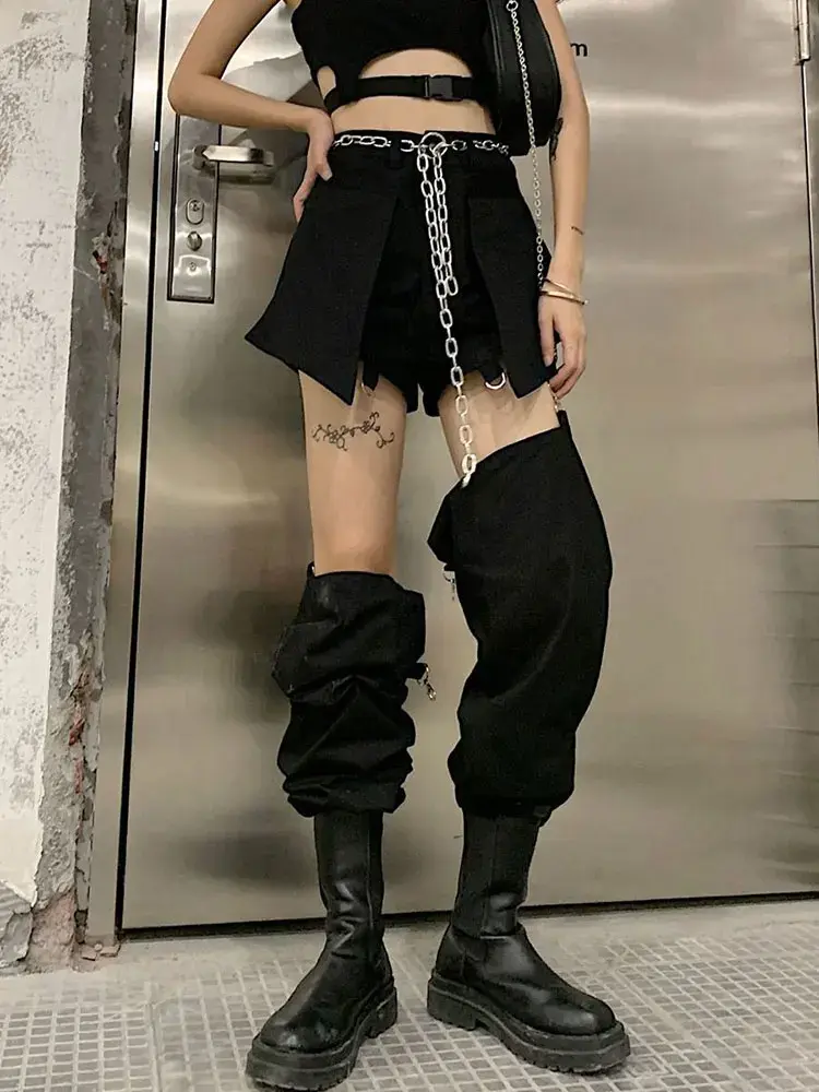 Irabeezt High Waiste Jean Women Fashion Chain Design Trousers Female Loose Straight Pants 2025 Spring New Detachable Short Trend