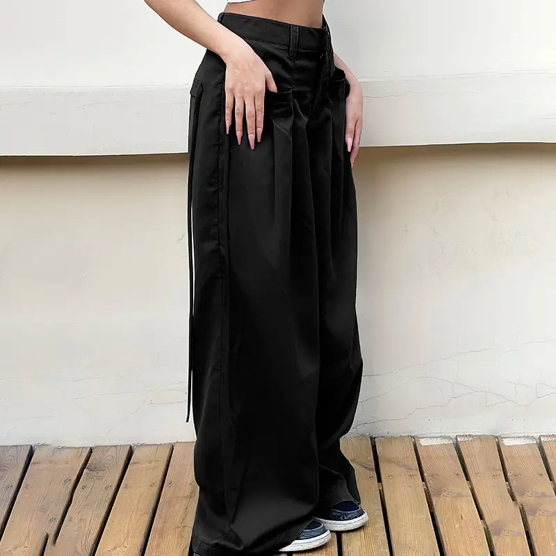 Irabeezt American Style Casual Pants Asymmetric Waist Wide Leg Suit Trousers High Street Loose Hot Girl Trouser Trendy Clothes