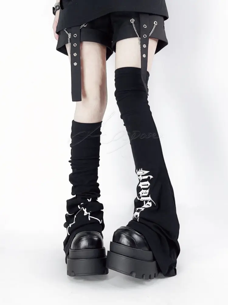 Summer Japanese Homemade Printed Subculture Over The Knee Pile Horn Tall Tube Slimming Pile Student Spice Leg Warmers