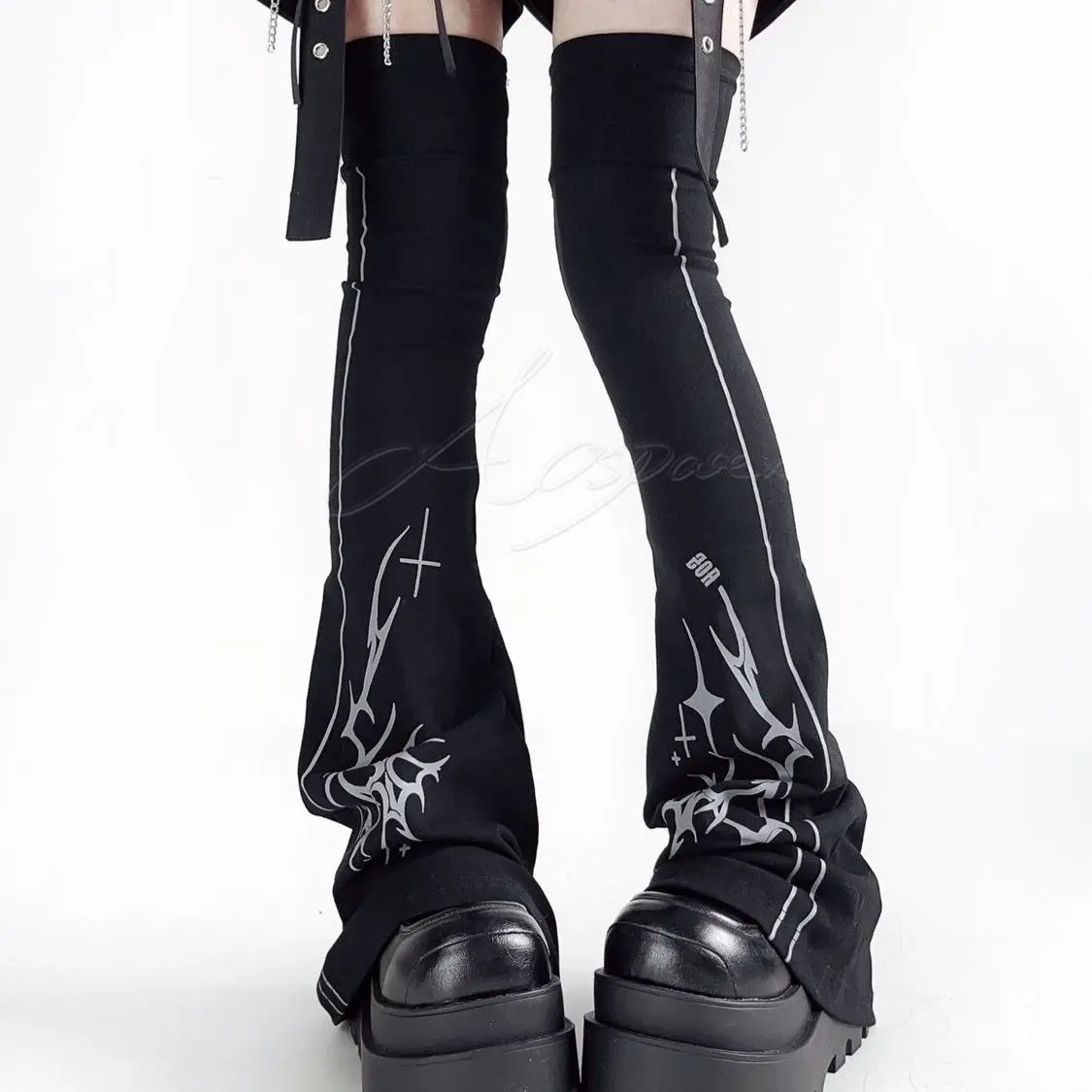 Summer Japanese Homemade Printed Subculture Over The Knee Pile Horn Tall Tube Slimming Pile Student Spice Leg Warmers