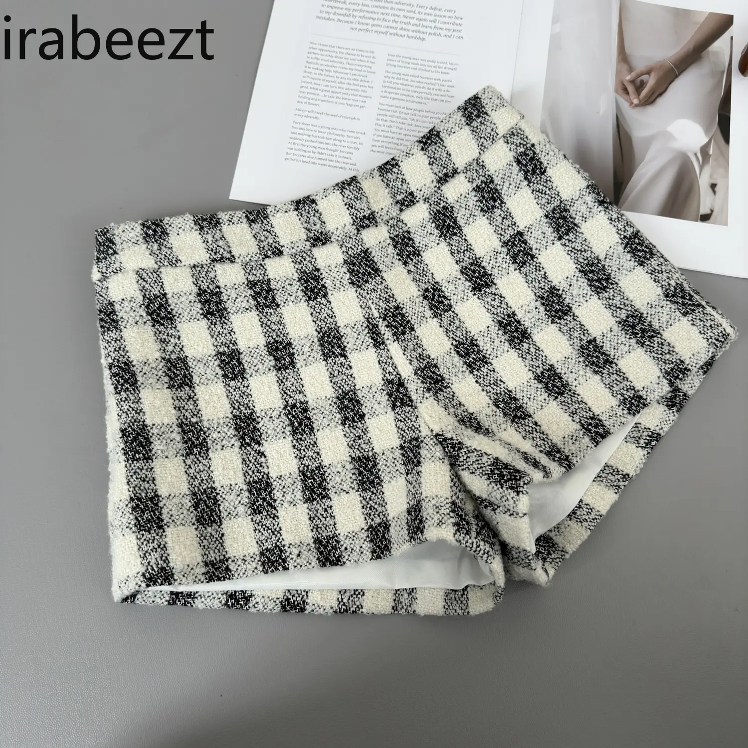 Women's Spring Plaid Halterneck Top and Shorts Two-piece Set Summer Trajes De Mujer Conjunto 2 Piezas Elegantes