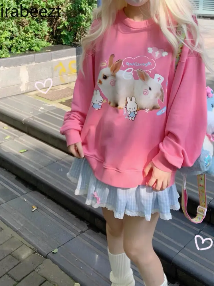Sweet and Fresh Design Sense Blue Check Bow Skirt Matching Autumn and Winter Pompadour Cake Shaped Lovely Plaid Skirt