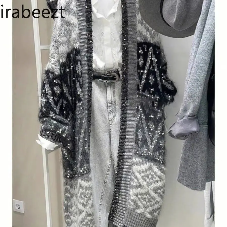 Slouchy Niche Mid-length Retro Knitted Cardigan Sweater for Women LOOSE FIT  Winter Clothes Women Knitted Long Sleeve Top