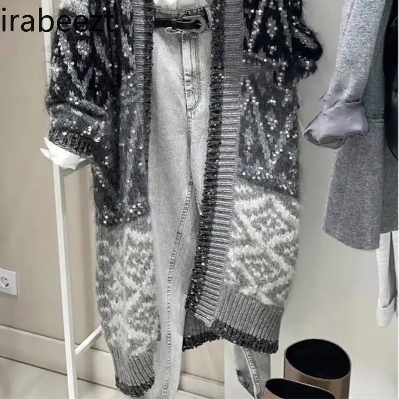 Slouchy Niche Mid-length Retro Knitted Cardigan Sweater for Women LOOSE FIT  Winter Clothes Women Knitted Long Sleeve Top