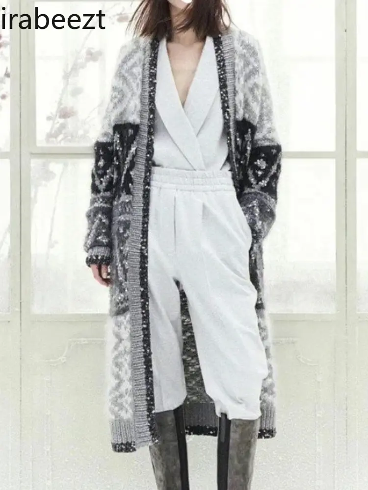 Slouchy Niche Mid-length Retro Knitted Cardigan Sweater for Women LOOSE FIT  Winter Clothes Women Knitted Long Sleeve Top