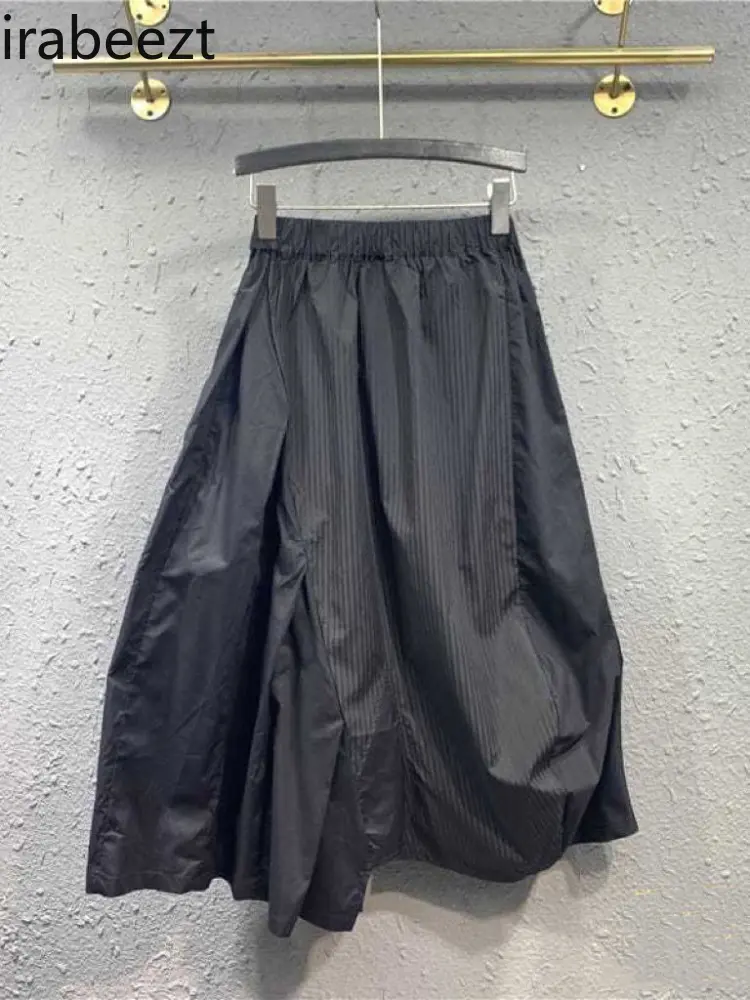 Irregular 2024 Large Size Loose Design Niche Black Mid-length High-end Skirt Trend Korean Fashion Clothing Summer Faldas