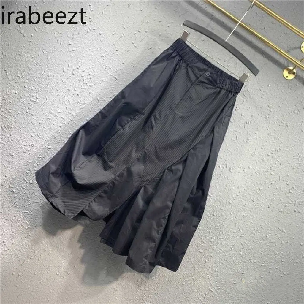 Irregular 2024 Large Size Loose Design Niche Black Mid-length High-end Skirt Trend Korean Fashion Clothing Summer Faldas