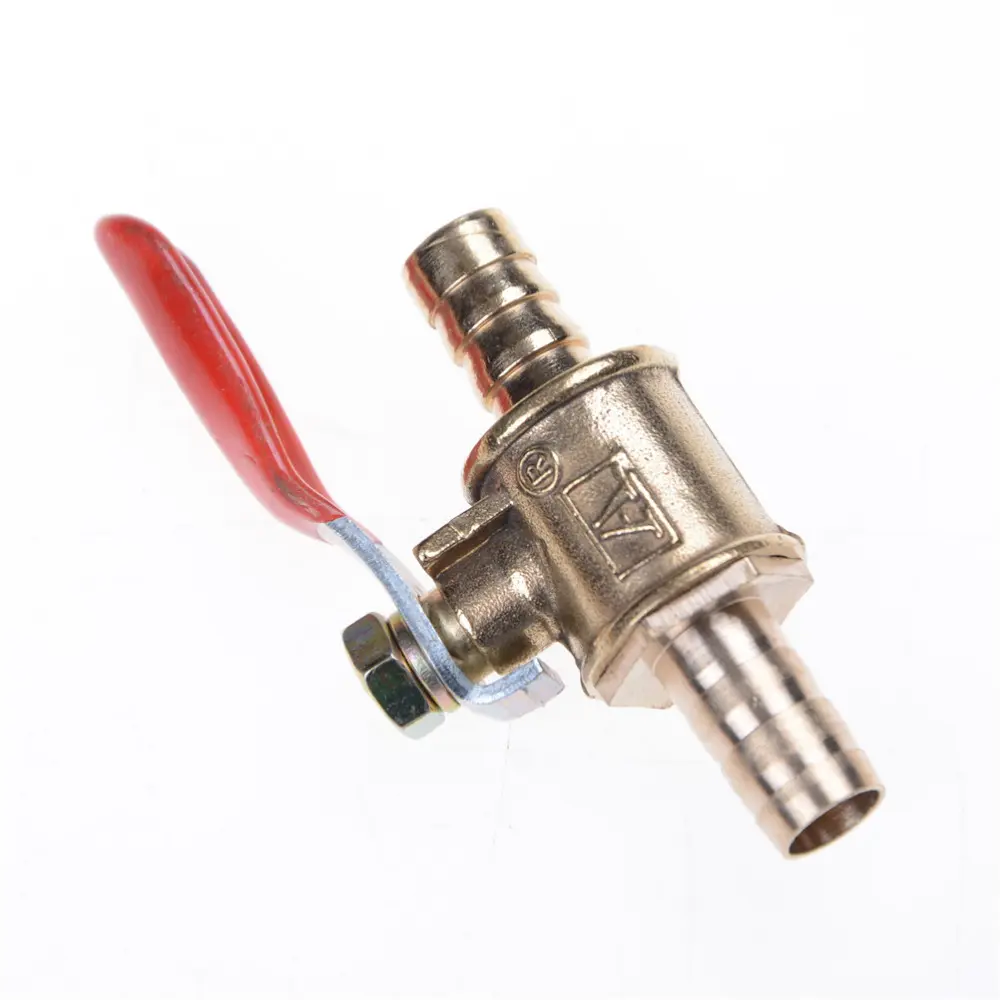 1/4 Hose Barb 6/8/10mm Inline Brass Water Oil Air Gas Fuel Line Shutoff Ball Valve Pipe Fittings
