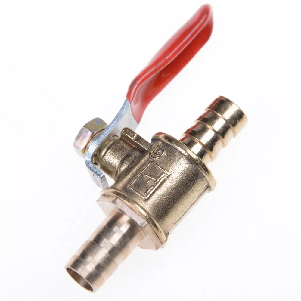 1/4 Hose Barb 6/8/10mm Inline Brass Water Oil Air Gas Fuel Line Shutoff Ball Valve Pipe Fittings