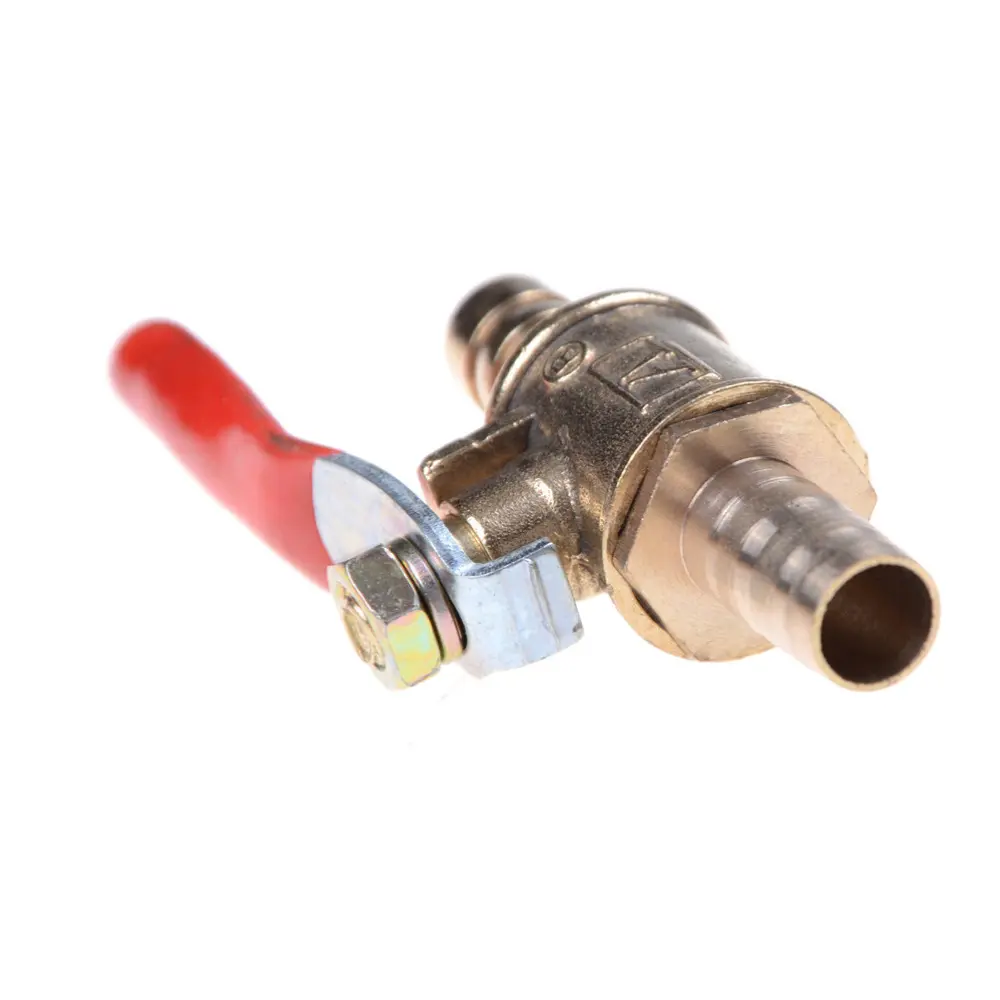 1/4 Hose Barb 6/8/10mm Inline Brass Water Oil Air Gas Fuel Line Shutoff Ball Valve Pipe Fittings