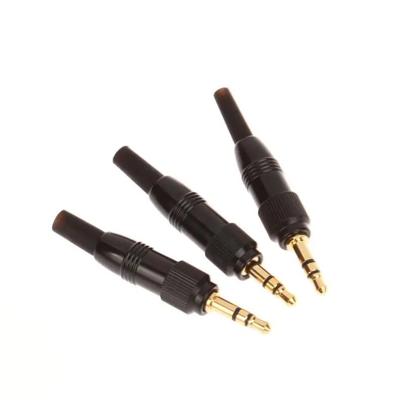 Black 3/3.7/4.5mm Stereo Screw Audio Lock Connector For   D11/V1/P03 Microphone Spare Plug