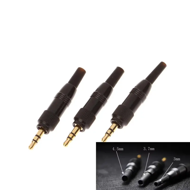 Black 3/3.7/4.5mm Stereo Screw Audio Lock Connector For   D11/V1/P03 Microphone Spare Plug