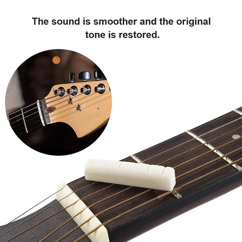 1 Set Guitar Bone Bridge Pins Saddle Nut Ivory Acoustic Pin Cattle lp Tailpiece Tremolo