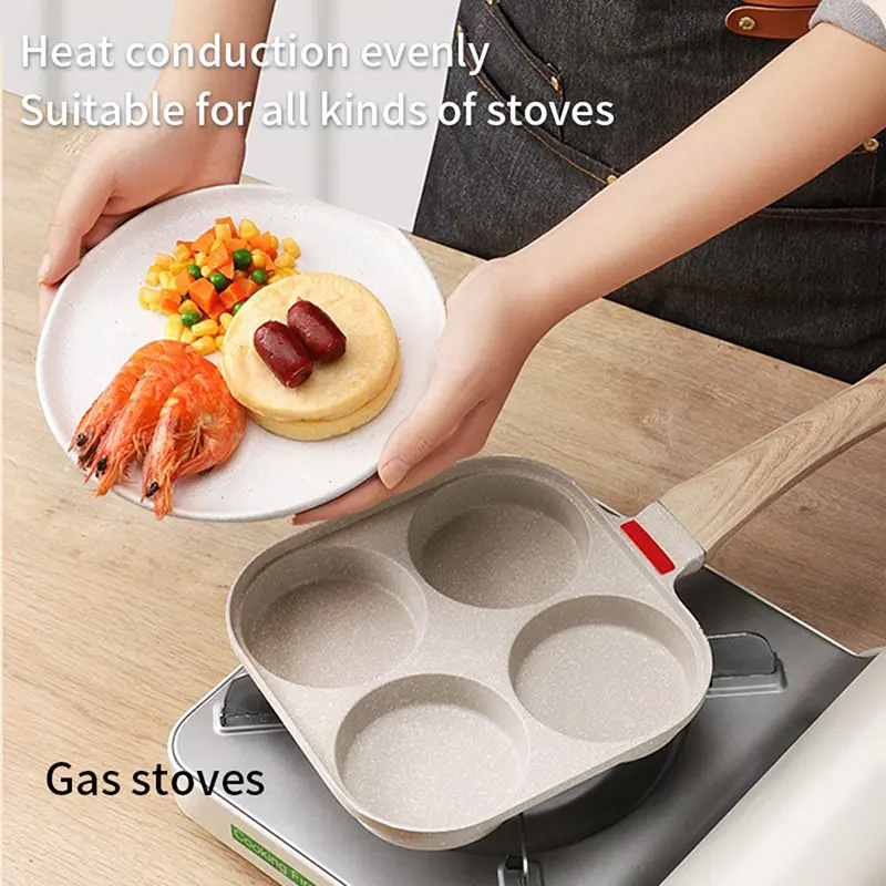 1 Pc Thickened 4 Holes Omelette Pan Non-Stick Egg Grilled Steak Breakfast Making Cooking Eggs Ham