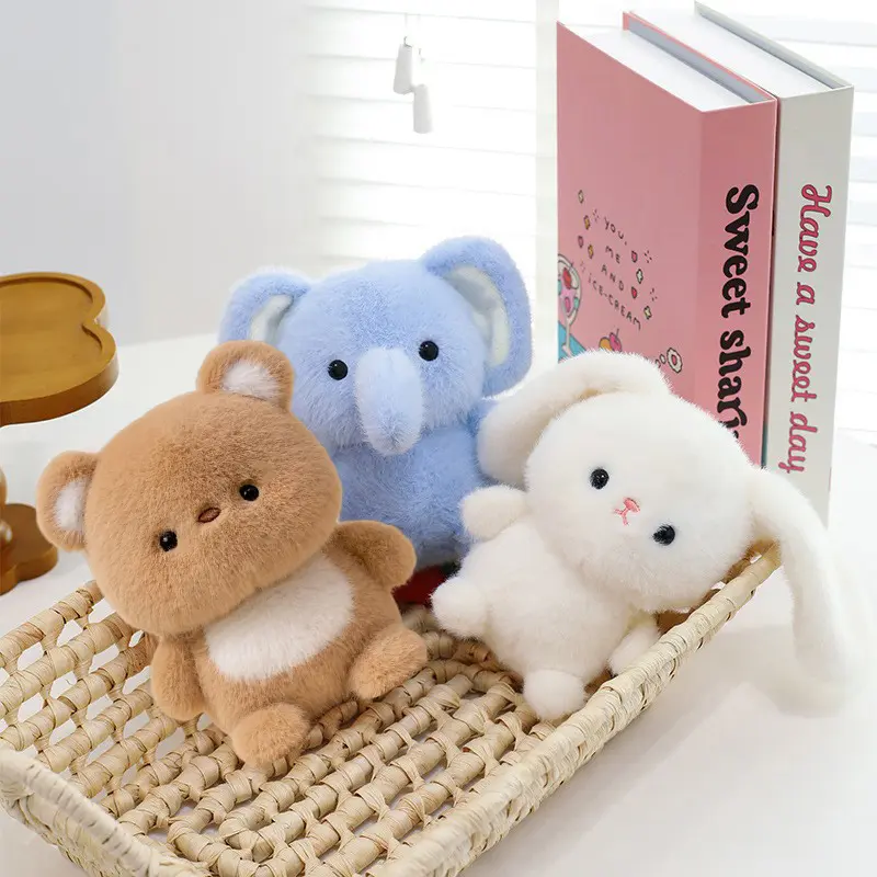 2025 1Pc 15cm Animal Elephant Rabbit Bear Stuffed Plush Doll Toys for Children Christmas Gifts Birthday Gift Toy